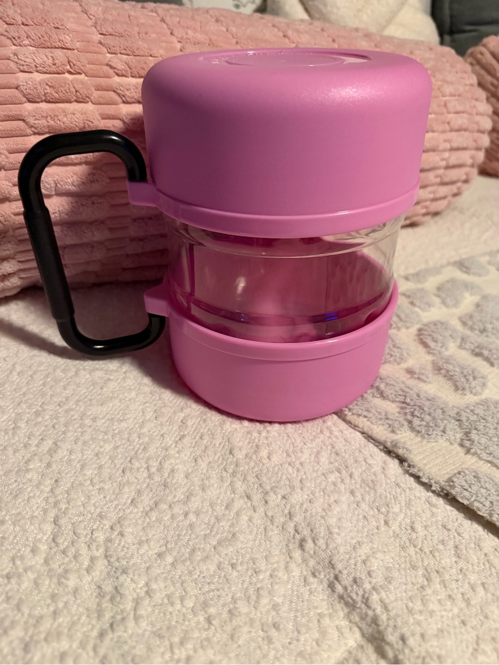 Portable Pink Snack/Storage Container with Carabiner